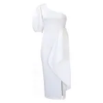 Slanted Collar Slit Ruffled Dress Sexy Dress