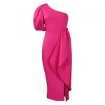 Slanted Collar Slit Ruffled Dress Sexy Dress