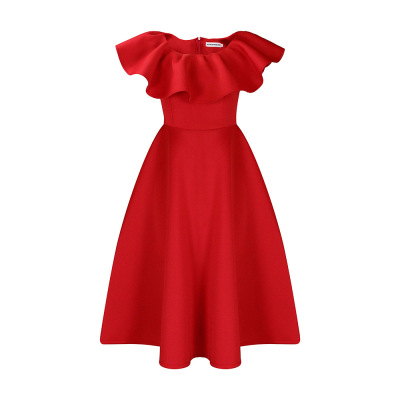 Summer Fashion Temperament Ruffled Big Skirt Banquet Dress 01