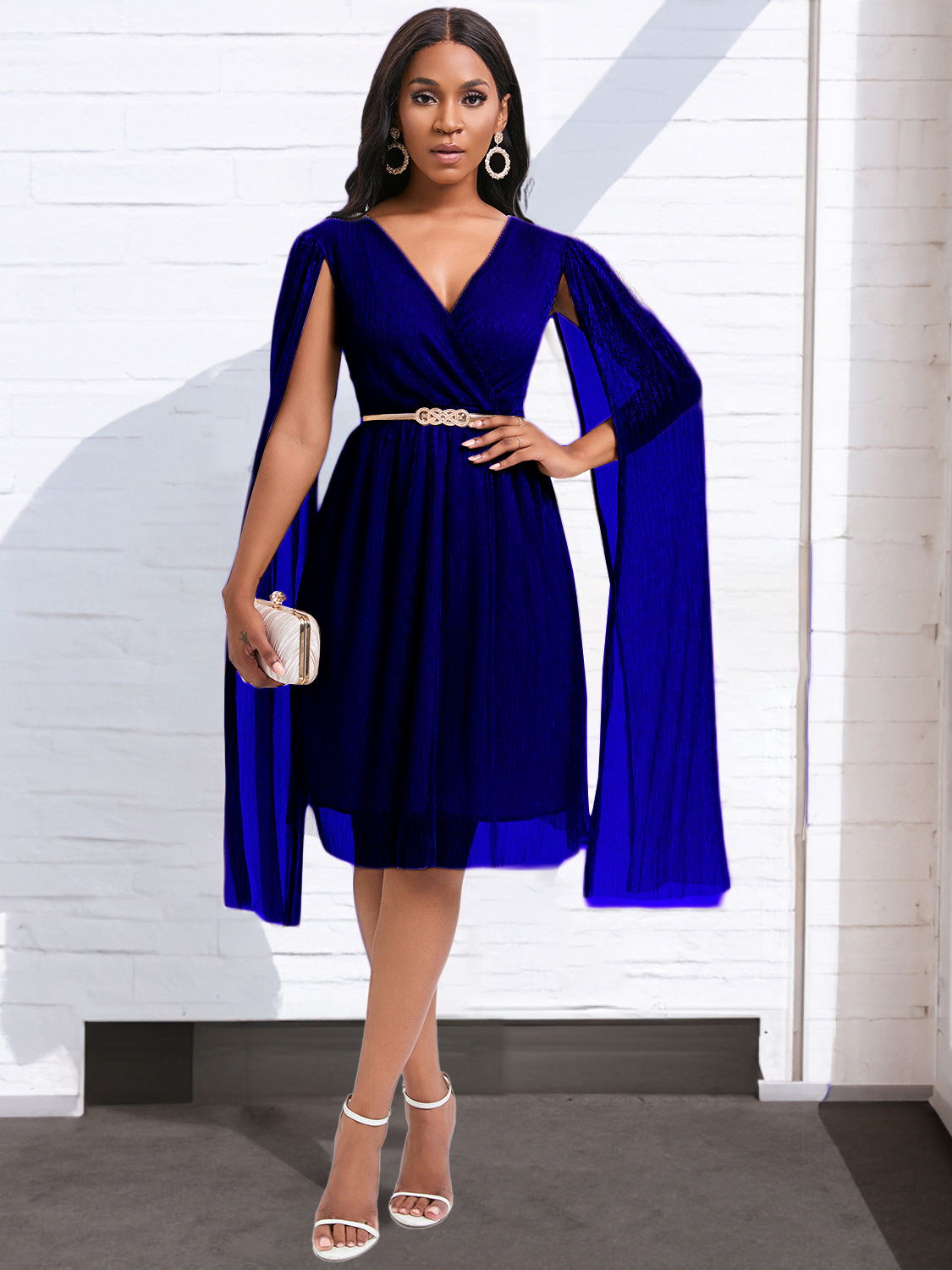 Summer New Fashion V-Neck Cape Cross-Border Dress