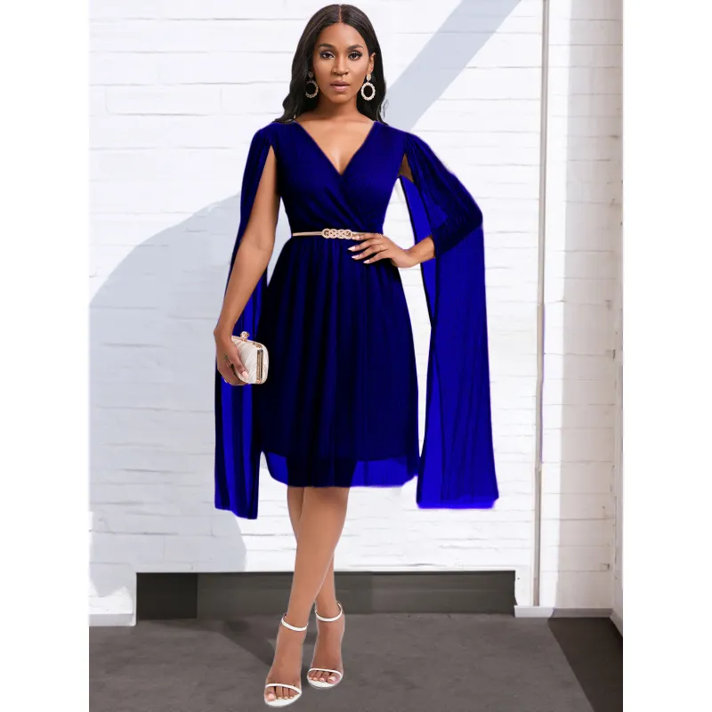 Summer New Fashion V-Neck Cape Cross-Border Dress