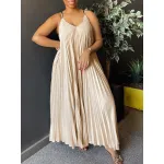 Suspender Pleated Sexy Fashion A-line Long Skirt Dress