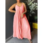 Suspender Pleated Sexy Fashion A-line Long Skirt Dress