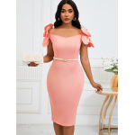 Temperament Three-Dimensional Flower Elegant Banquet Dress Hip Dress