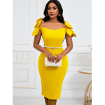 Temperament Three-Dimensional Flower Elegant Banquet Dress Hip Dress