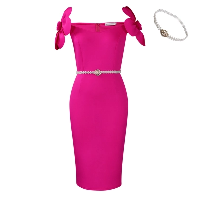 Temperament Three-Dimensional Flower Elegant Banquet Dress Hip Dress 02