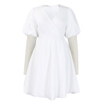 V-Neck Big Puff Sleeves Banquet Dress Bridesmaid Dress