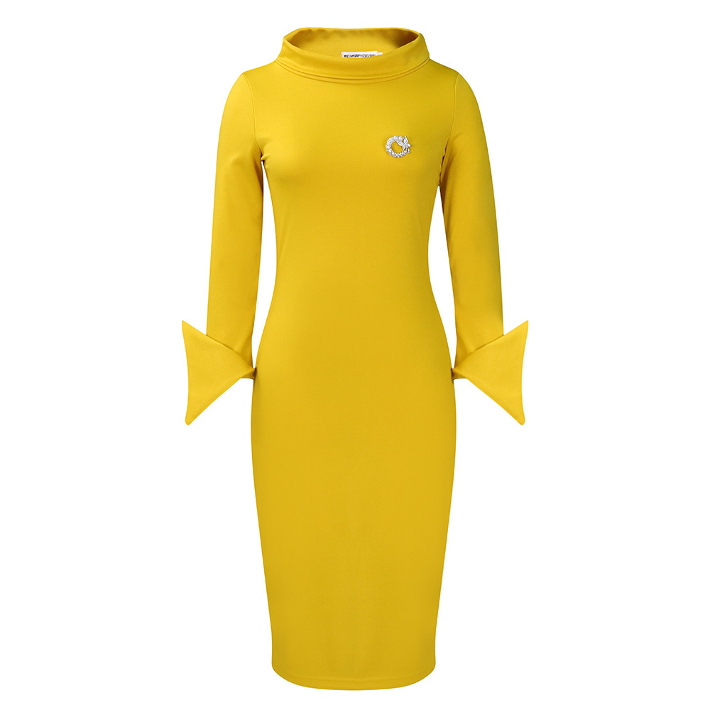 New Long-Sleeved Hip-Wrapped Professional OL Temperament Dress