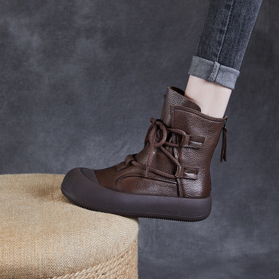 Casual Mid-Leg Thick Soled Doc Martens Cowhide Short Boots 02