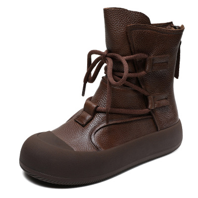 Casual Mid-Leg Thick Soled Doc Martens Cowhide Short Boots 01