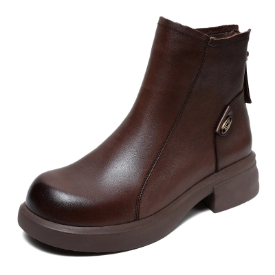 Cowhide Doc Martens Back Zip Ankle Boots - Chelsea Boots 01