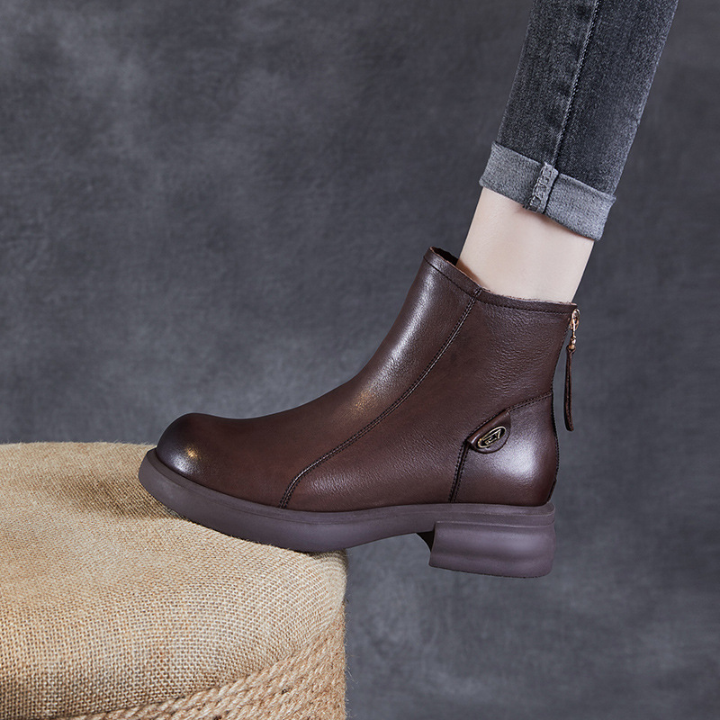 Cowhide Doc Martens Back Zip Ankle Boots - Chelsea Boots