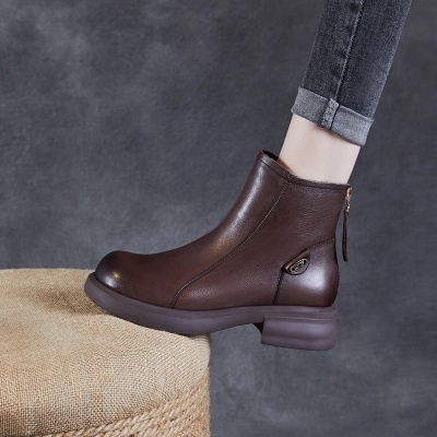 Cowhide Doc Martens Back Zip Ankle Boots - Chelsea Boots 02