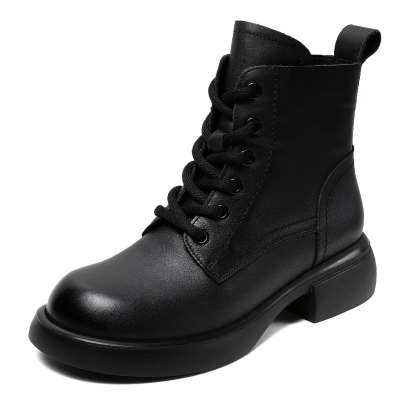 Leather Ankle Boots Platform Doc Martens for Women 01