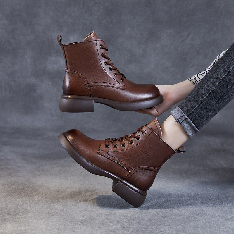 Leather Ankle Boots Platform Doc Martens for Women