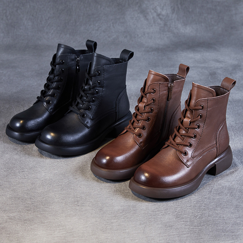 Leather Ankle Boots Platform Doc Martens for Women