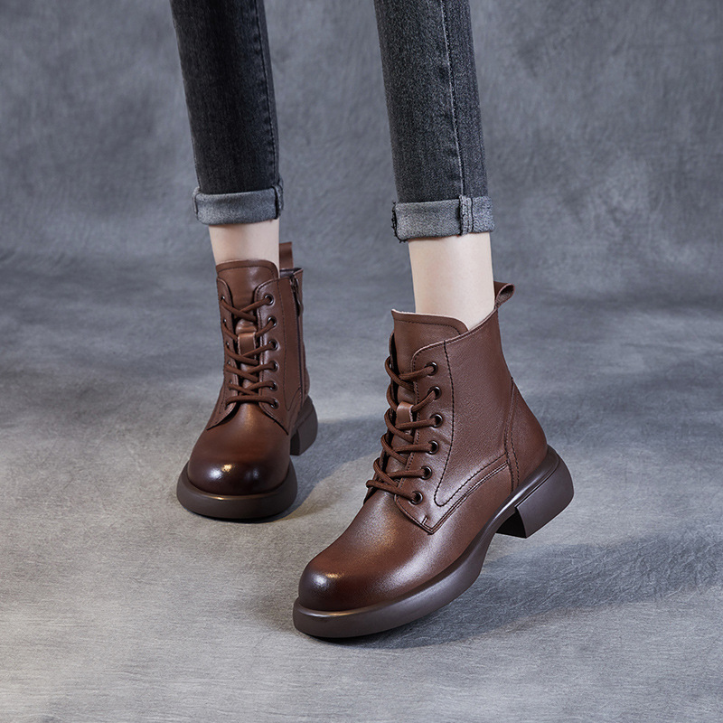 Leather Ankle Boots Platform Doc Martens for Women