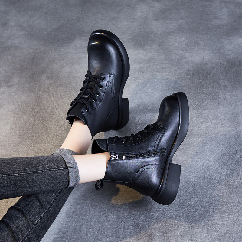 Leather Ankle Boots Platform Doc Martens for Women