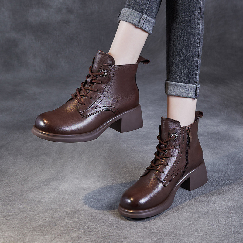 Leather Chunky Ankle Boots - Doc Martens Style
