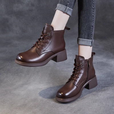 Leather Chunky Ankle Boots - Doc Martens Style 02
