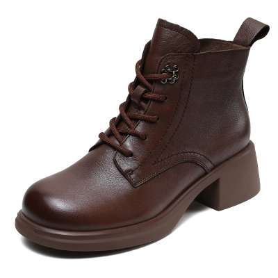 Leather Chunky Ankle Boots - Doc Martens Style 01