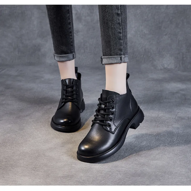 Leather Doc Martens Women's V-Top Lace-Up Ankle Boots