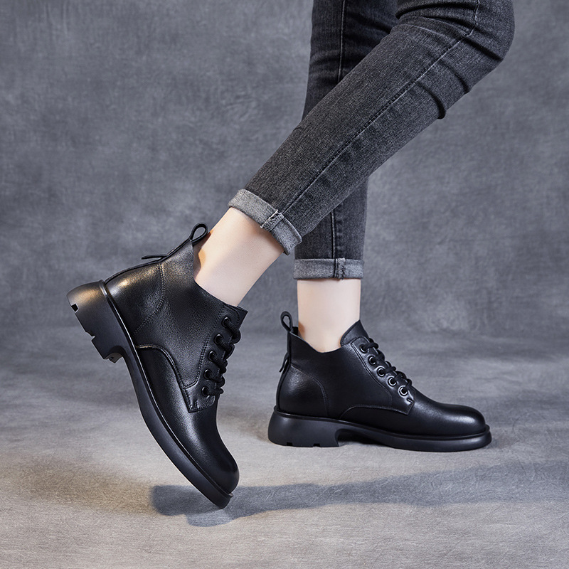 Leather Doc Martens Women's V-Top Lace-Up Ankle Boots
