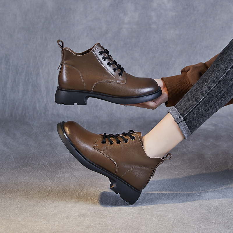 Leather Doc Martens Women's V-Top Lace-Up Ankle Boots