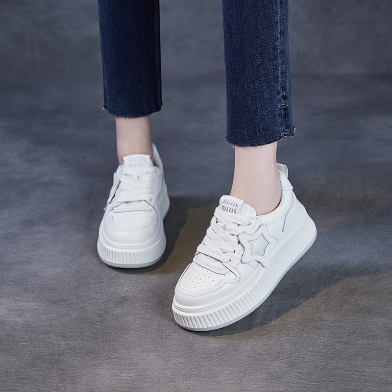 Leather Elevating Platform Breathable Flats