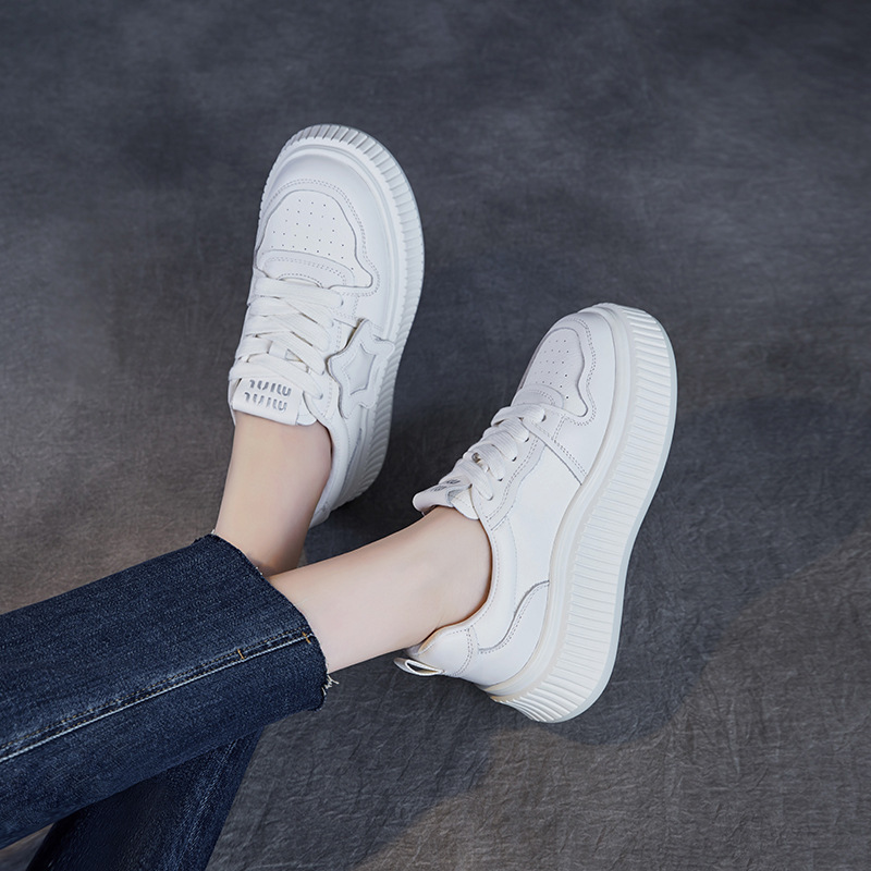 Leather Elevating Platform Breathable Flats