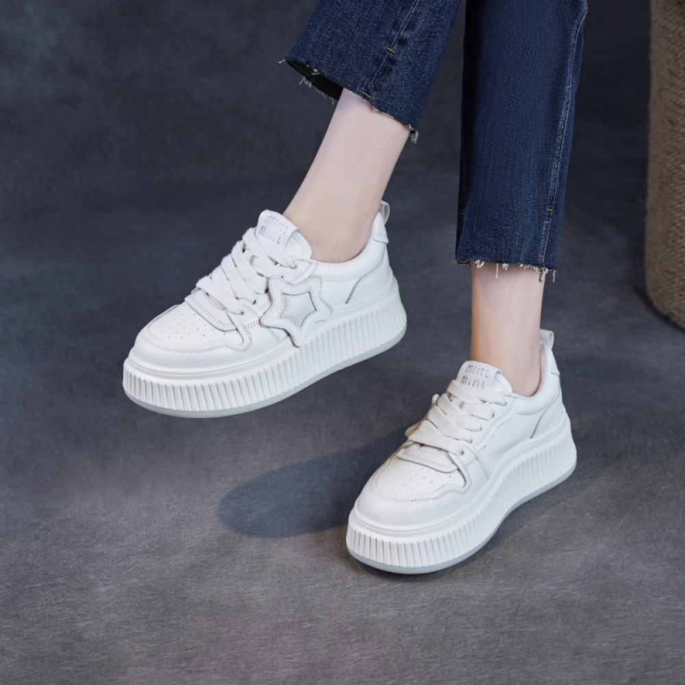 Leather Elevating Platform Breathable Flats