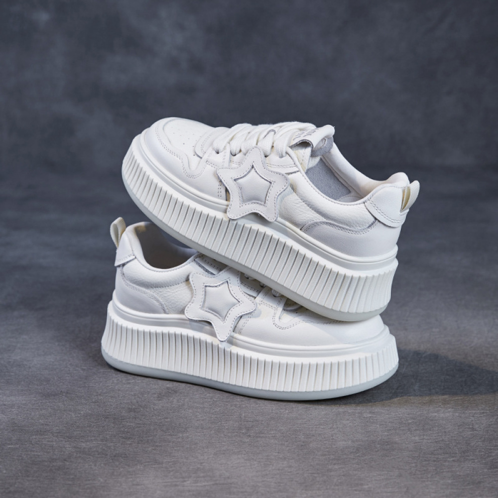 Leather Elevating Platform Breathable Flats