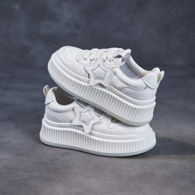 Leather Elevating Platform Breathable Flats 02