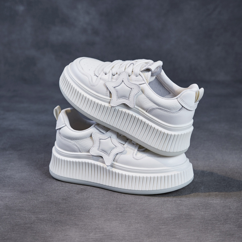 Leather Elevating Platform Breathable Flats