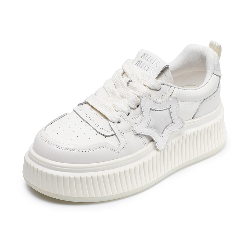 Leather Elevating Platform Breathable Flats