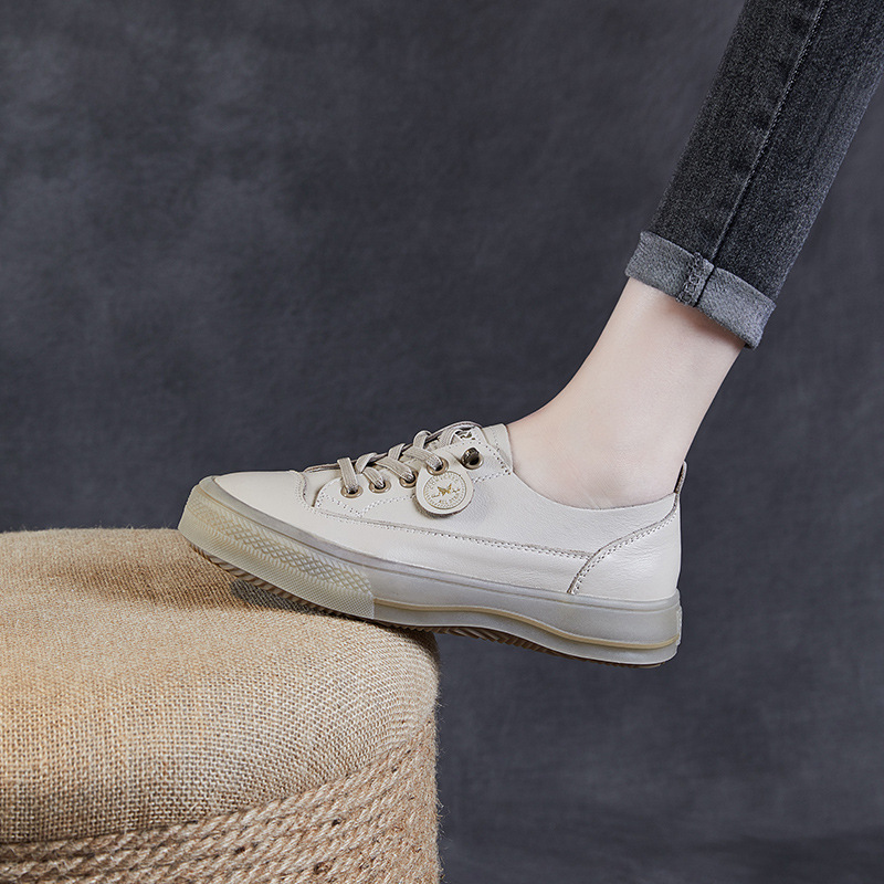 Leather Slip-On Soft-Soled Casual Board Flats