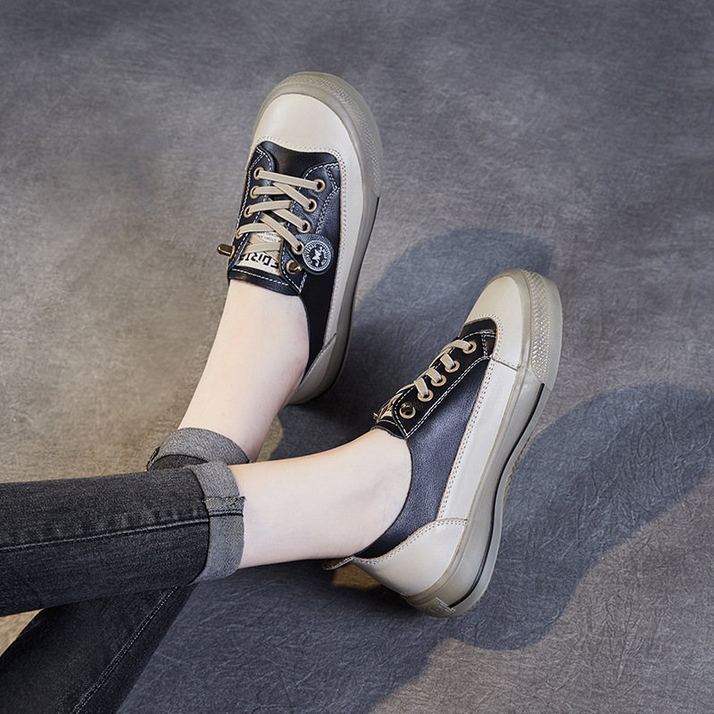 Leather Slip-On Soft-Soled Casual Board Flats