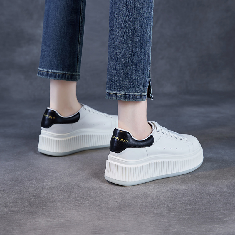 Leather Sports Casual Shoes High Soled Board Shoes