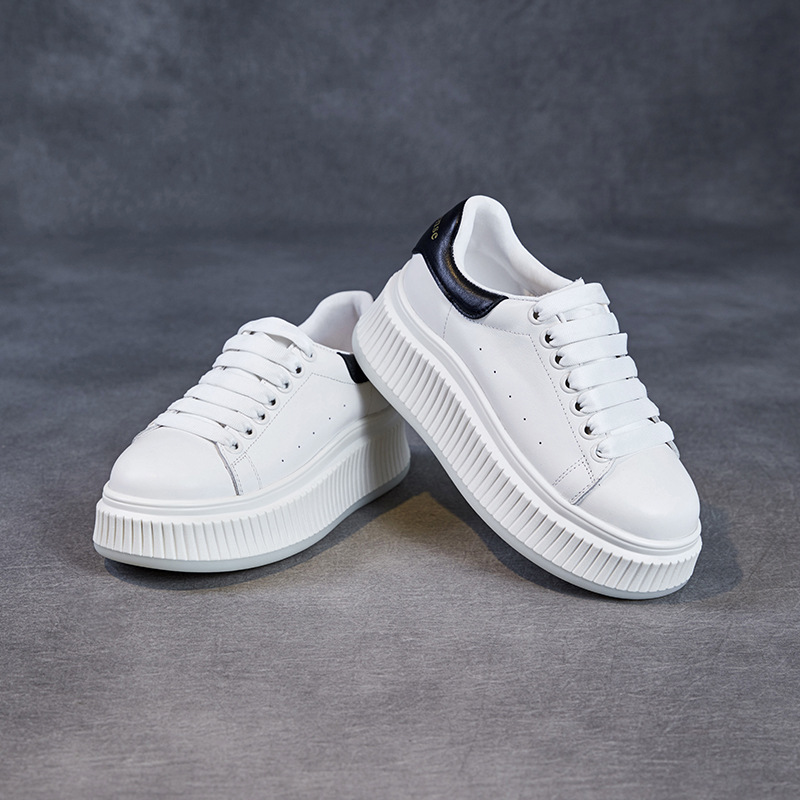 Leather Sports Casual Shoes High Soled Board Shoes