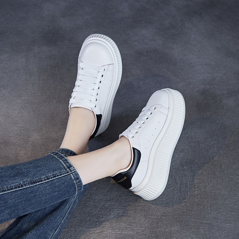 Leather Sports Casual Shoes High Soled Board Shoes