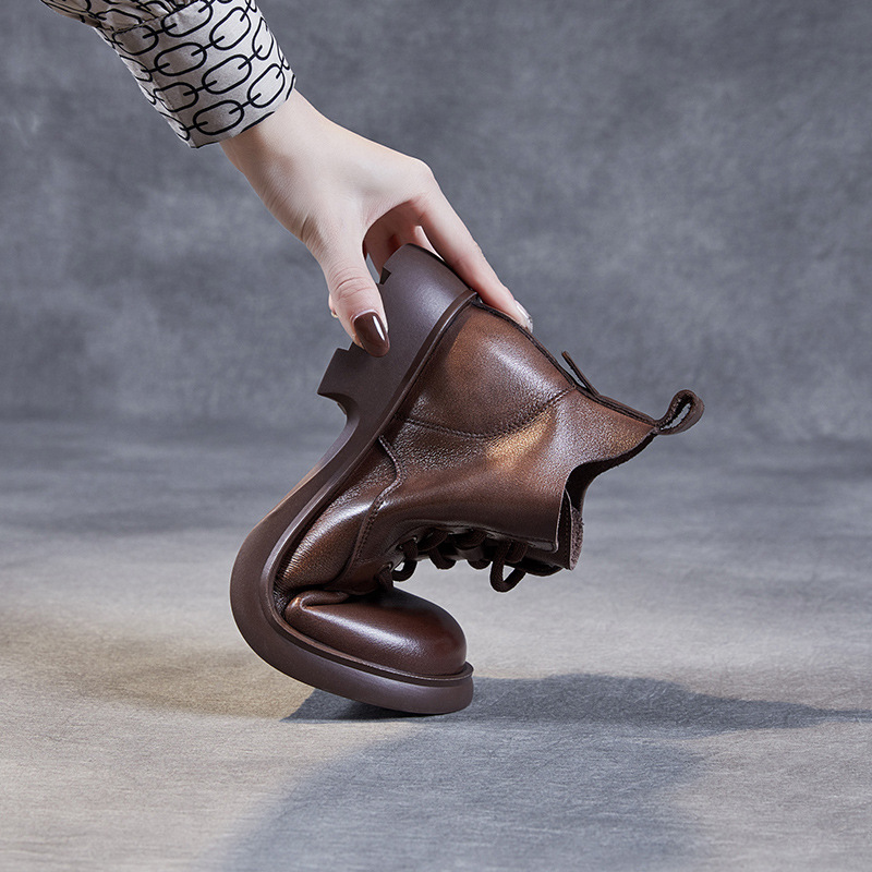 Leather V-Top Lace-Up Ankle Boots - English Doc Martens