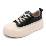 Muffin Platform Casual Leather White Shoe Flats