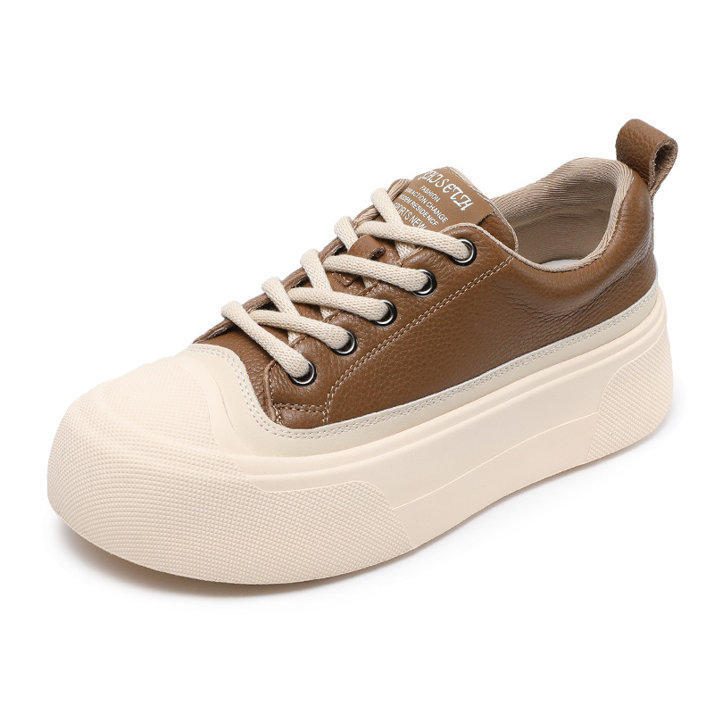 Muffin Platform Casual Leather White Shoe Flats