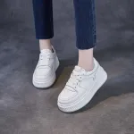 Rice Cake Shoes: Thick Soled Leather White Shoes