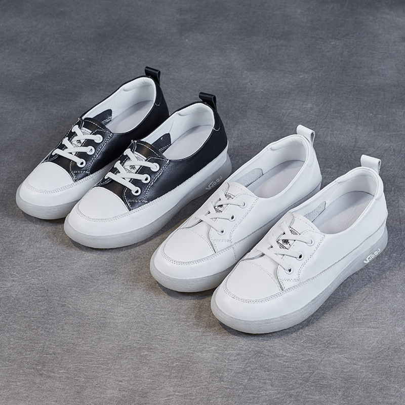 Shallow Mouth Cowhide Thin Breathable Soft Flat Shoes