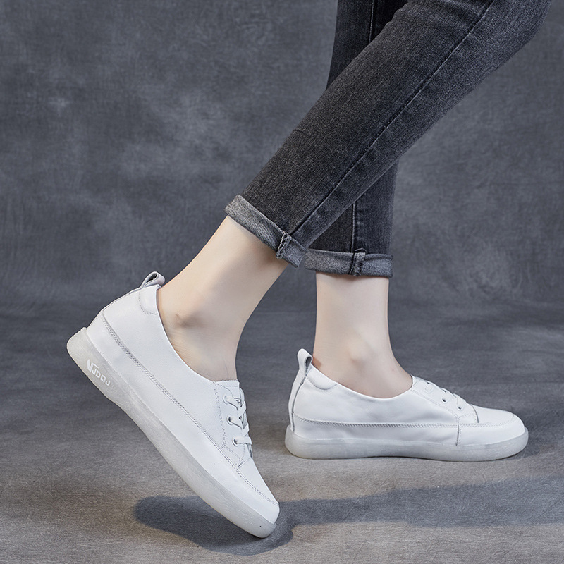 Shallow Mouth Cowhide Thin Breathable Soft Flat Shoes