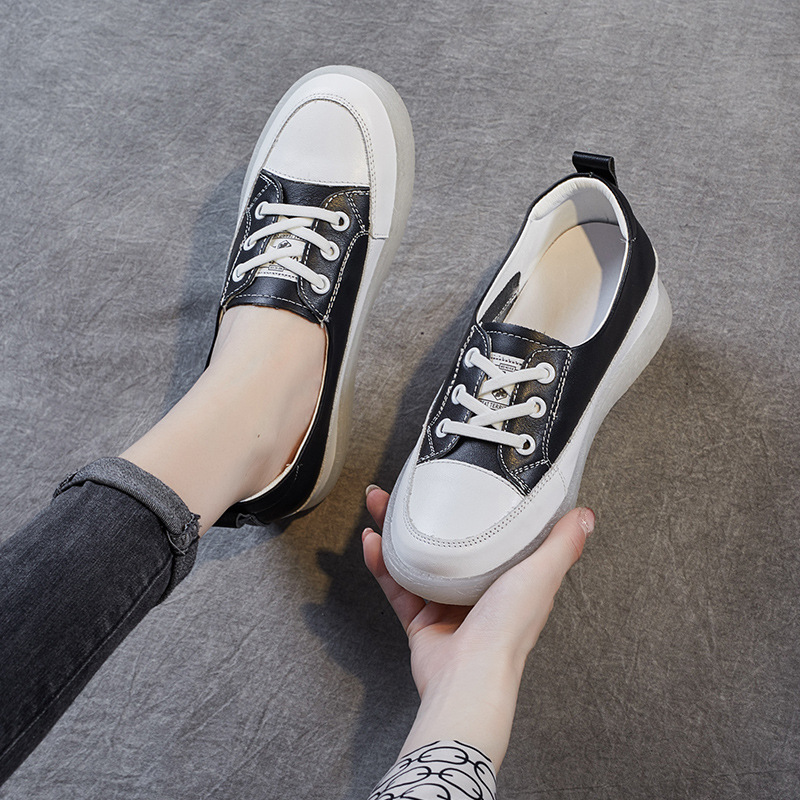 Shallow Mouth Cowhide Thin Breathable Soft Flat Shoes