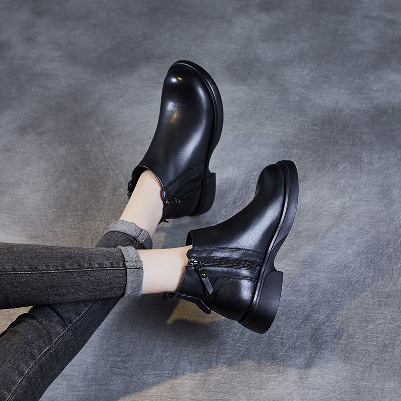 Side Zip Flat Ankle Boots for Women