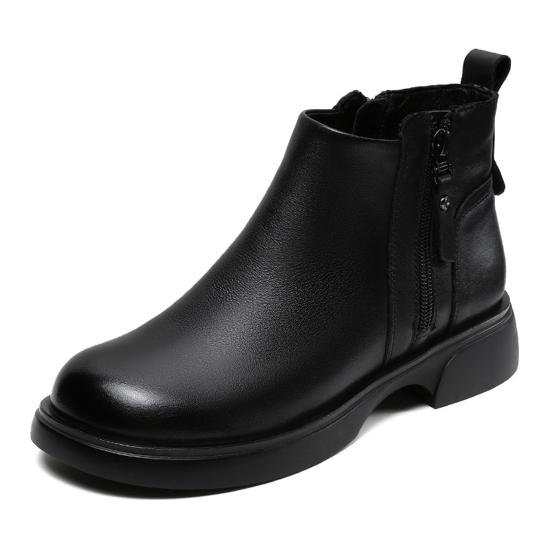 Side Zip Flat Ankle Boots for Women