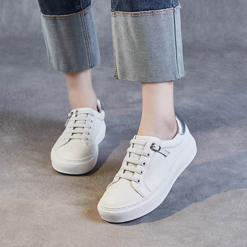 Thick Leather Low Top Board Flats